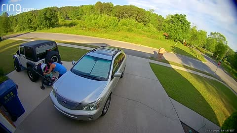 Stroller Rolls Away From Tired Mom