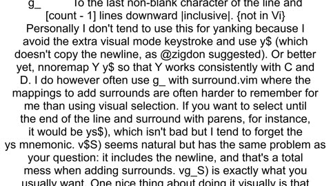 Is there a way to get vy to not copy the newline character in Vim on Mac and Linux