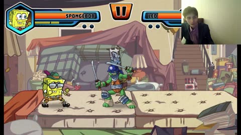 SpongeBob SquarePants VS Leonardo In A Nickelodeon Super Brawl World Battle With Live Commentary