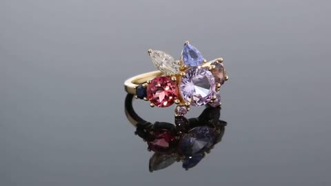Multi Colored Gemstone Cluster Engagement Ring - Absolute Must-See!