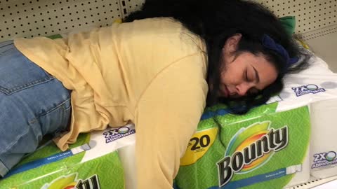 Black Friday shopper decides to take a "nap" inside the store!
