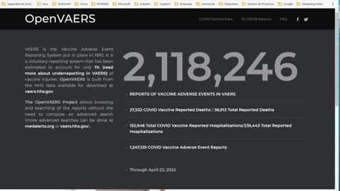 Open VAERS al 22 de abril del 2022