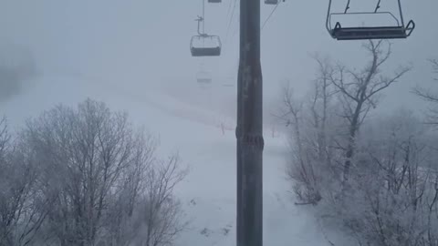 Ski resort in cold winter