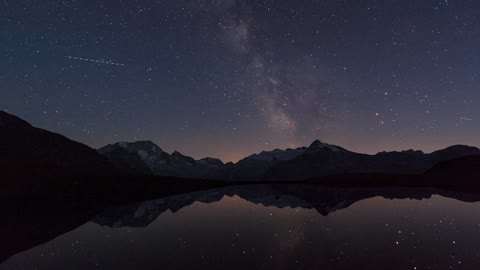 Beautiful Timelapse of the Night Sky with Reflections in a Lake