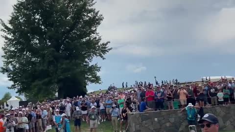 "Let' Go Brandon" chant breaks out LIV Golf Series as Tucker, MTG and Trump look on