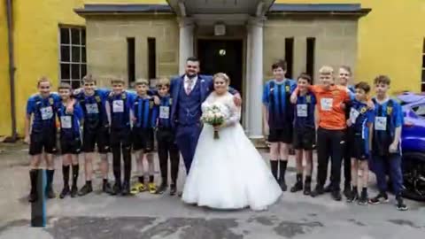County Durham Football Coach surprised by players at wedding