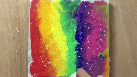 Rainbow Abstract Painting with Masking Tape _ Acrylic Painting for Beginners #09 _ Satisfying ASMR
