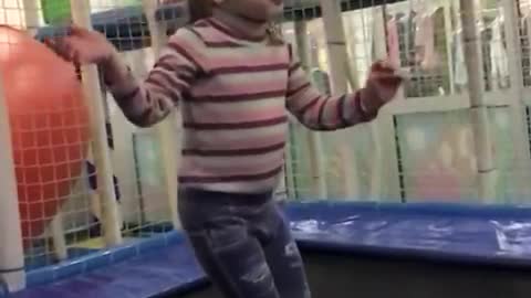 slow jumping on the trampoline