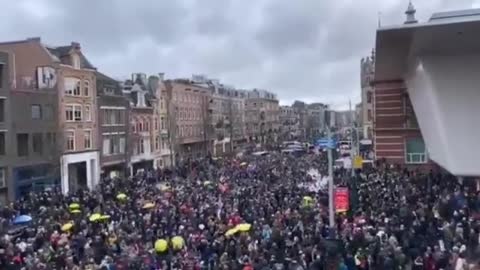 Amsterdam - Protesters fighting for Freedom gather together at Museum Plaza today
