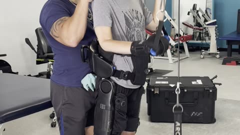 While standing in the exoskeleton I am trying to strengthen my tricep before my nerve transfer surge