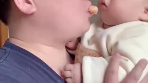 funny action of father and son