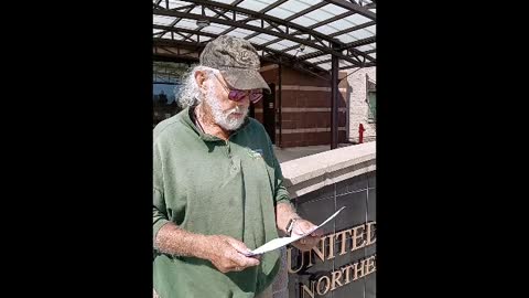 John D. reading the New California State grievance at the Humboldt County Federal Courthouse