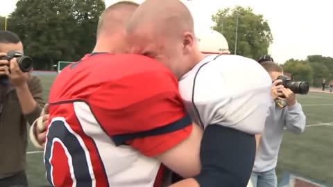 Military Dad Surprises His Son At HS Football Game
