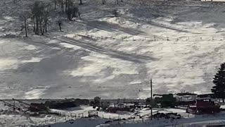 High Winds And Blowing Snow On A Sunny Day In Alberta, Canada