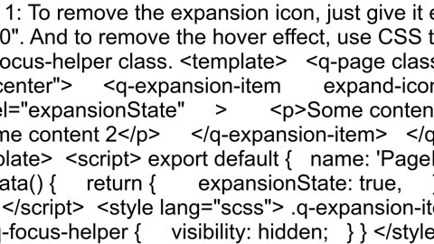 How to turn off the hover effect in Expansion Item component in Quasar framework