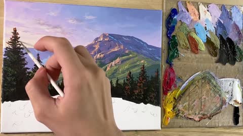 The teacher carefully teaches you to draw beautiful acrylic landscape paintings, come and learn