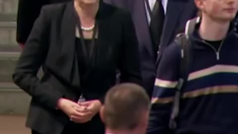 Ex PM Theresa May pays her respects at Westminster Hall