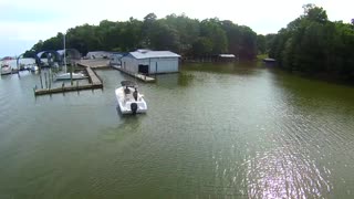 Aerial Video of Boat on Rappahannock River and Greenvale Creek