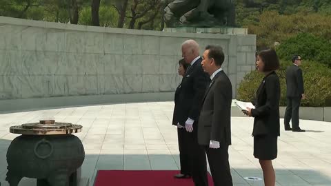 President Biden participates in a wreath laying ceremony at the Seoul National Cemetery
