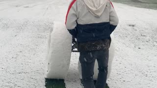 Snowstorm While Golfing Equals Large Snow Wheels