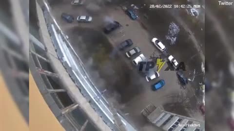 CCTV show moment cluster munitions landed in a car park in Kharkiv