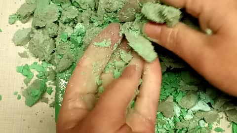 ASMR Dry Floral Foam With Light Blue And Green Dry Cornstarch Paste With Gold & Silver Glitter