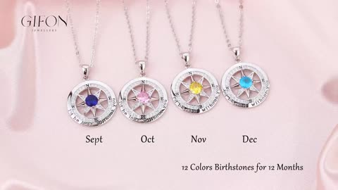 S925 Necklace Gift for Wife, Compass Jewelry Women
