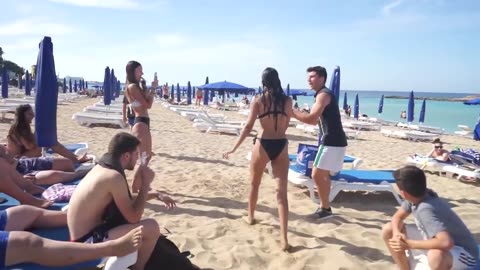 Challenging Hot Girls At the Beach..