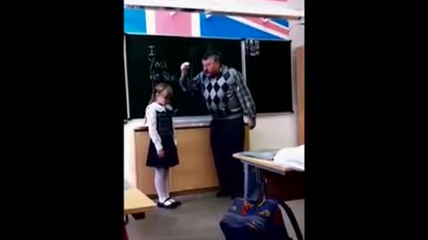 Russian girl kicked teacher's balls