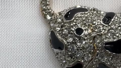 18KGP Dalmatian Puppy Crystal Brooch. Made with Swarovski Crystal. Gift