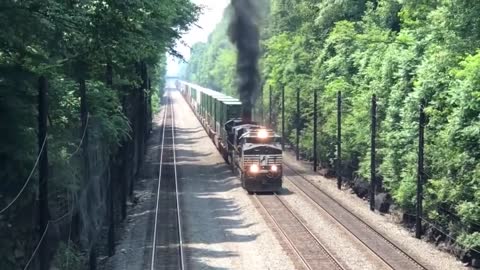 Train On Fire! Norfolk Southern Train Catches With Blown Turbo