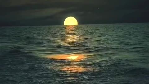 Beautiful Midnight Moonlight at the beach.