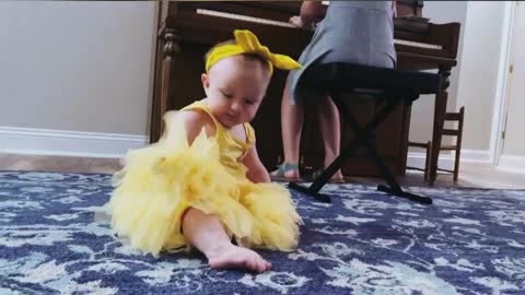 Cute Baby Reacts to 'Belle' on Piano