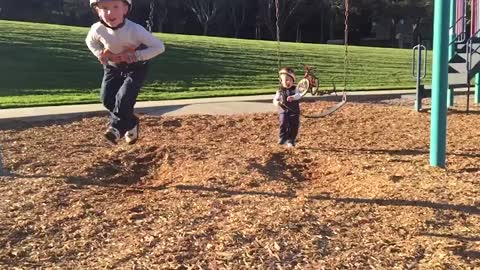 Little Boy Slams Into Swing Face First Then Gets Thrown To The Ground
