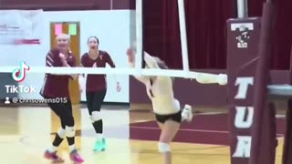 Volleyball Play: off the back and setter dump