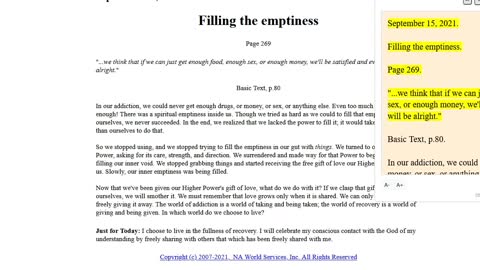 Just For Today - Filling the emptiness