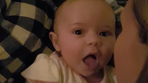 Mother's Kisses Make Adorable Baby Laugh For The First Time