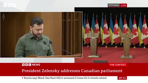 Ukraine war Zelensky speaks in Canada after strike on Crimea navy base - BBC News