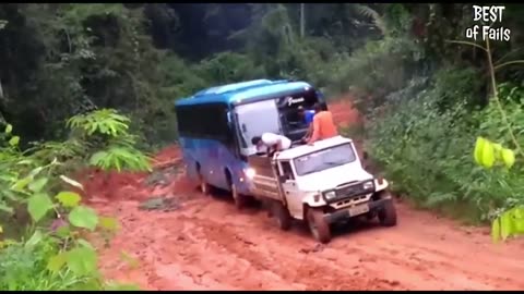 Extremely Dangerous Bus and Trucks Crossing Flooded Rivers Success and Failure !