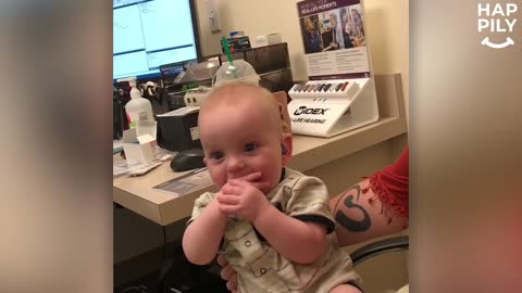 Baby Beams With Joy As Hearing Aid Activated And Hears Parents Speak