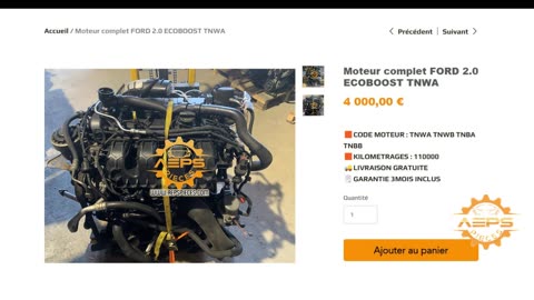 AEPSPIECES.COM - Moteur complet FORD 2.0 ECOBOOST TNWA