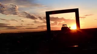 photo frame sunset tractor