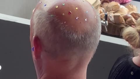 Man Bejewels Balding Head For Eras Tour