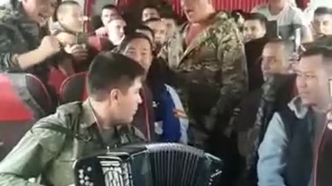 Patriotic songs sings by soldiers somewhere in russia