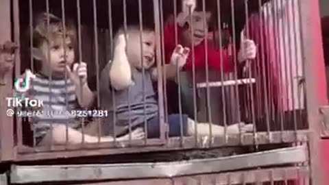 Captured Jewish children held in cages by Hamas...