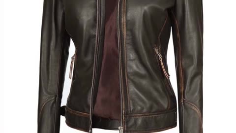 Women's Quilted Brown Leather Jacket