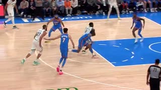 NBA - Anthony Edwards rises up with two hands for safety!