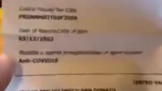 Italian Man shows PFIZER 3rd DOSE receipt with I.D. CODE + 5G signal (AIC) designation