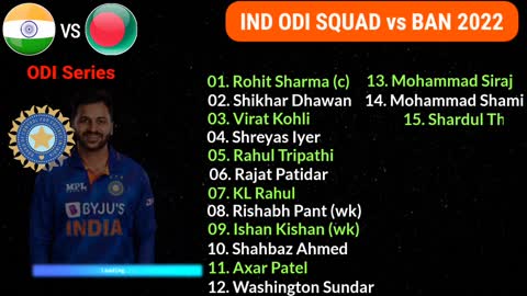 India Tour for Bangladesh 2022 India team New & Final Squad India Squad for Bangladesh 2022