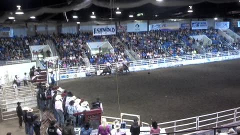 Rodeo buck riding in North Dakota